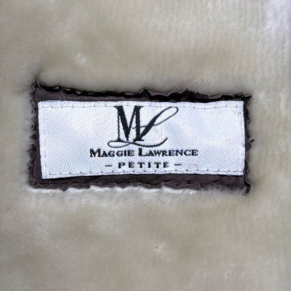 VINTAGE MAGGIE LAWRENCE LEATHER SHEARLING BIKER JACKET SIZE PETITE SMALL - Picture 9 of 14